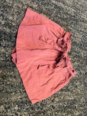 High-Waist Paperbag Shorts in Dusty Rose